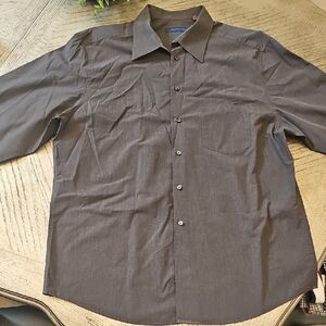 Men's Brown Button-Down Dress Shirt XL Material London